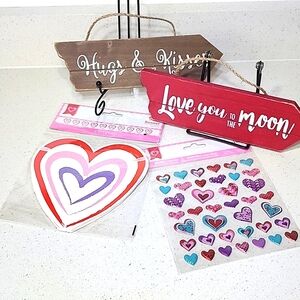 Bundle - Banner, Heart Stickers, and 2 wooden signs